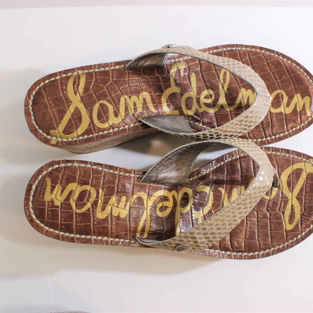 Sam Edelman Suede Gold Python Print Wedge - image 5